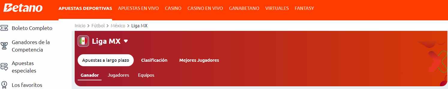 haz apuestas en la Liga MX con el código promocional Betano