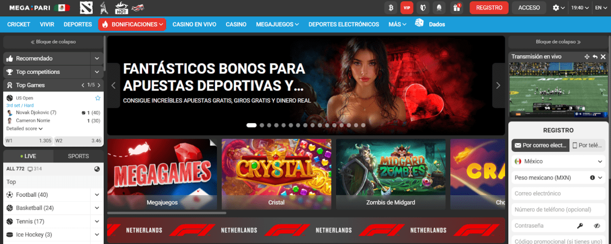 Megapari bonificaciones home page