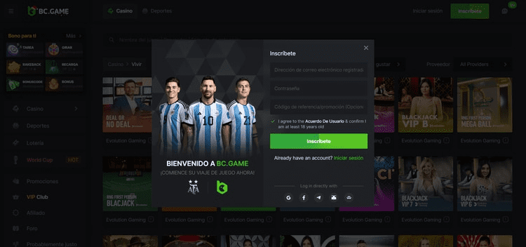 Bono de bienvenida en BC Game México