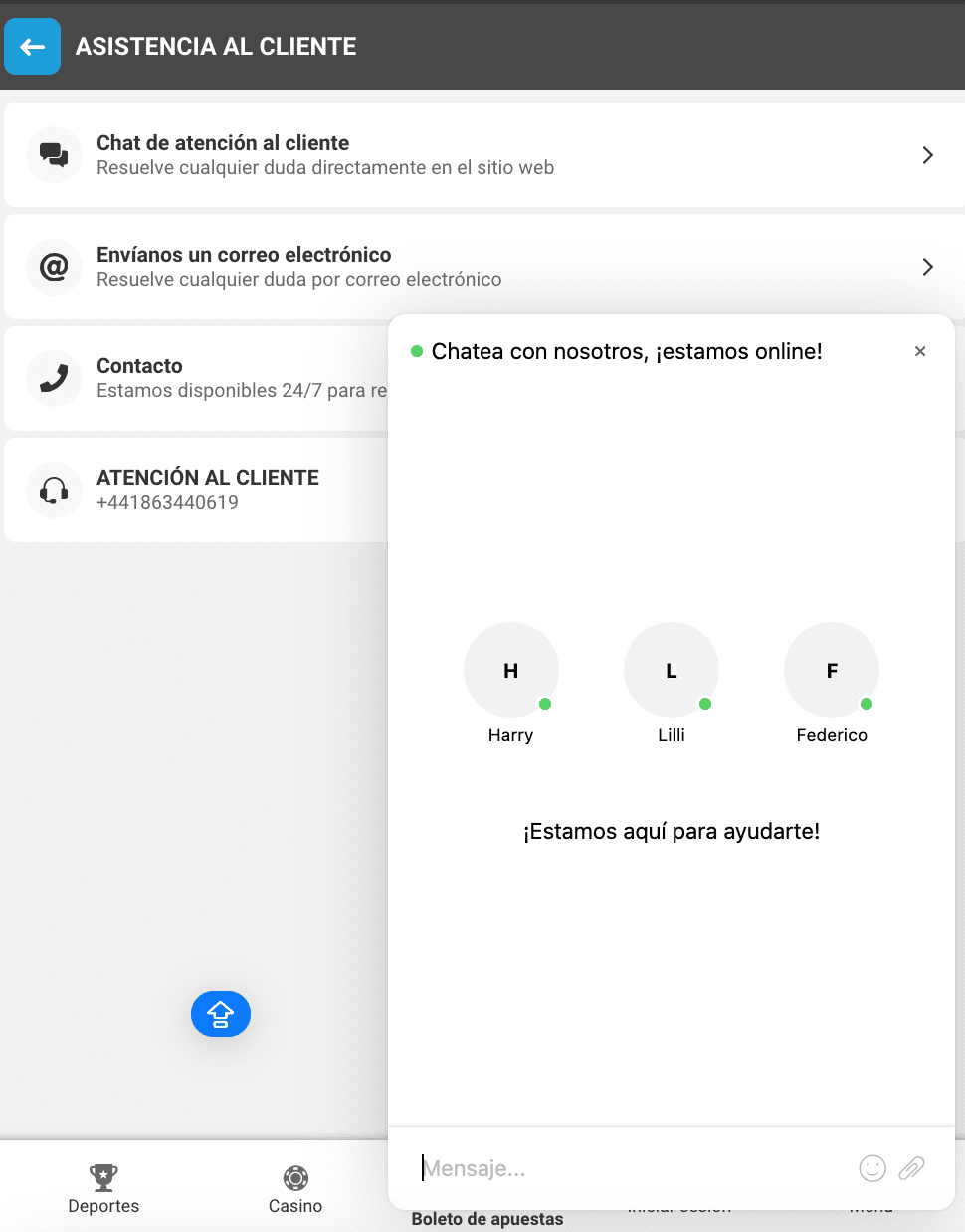Atención al Cliente de Megapari