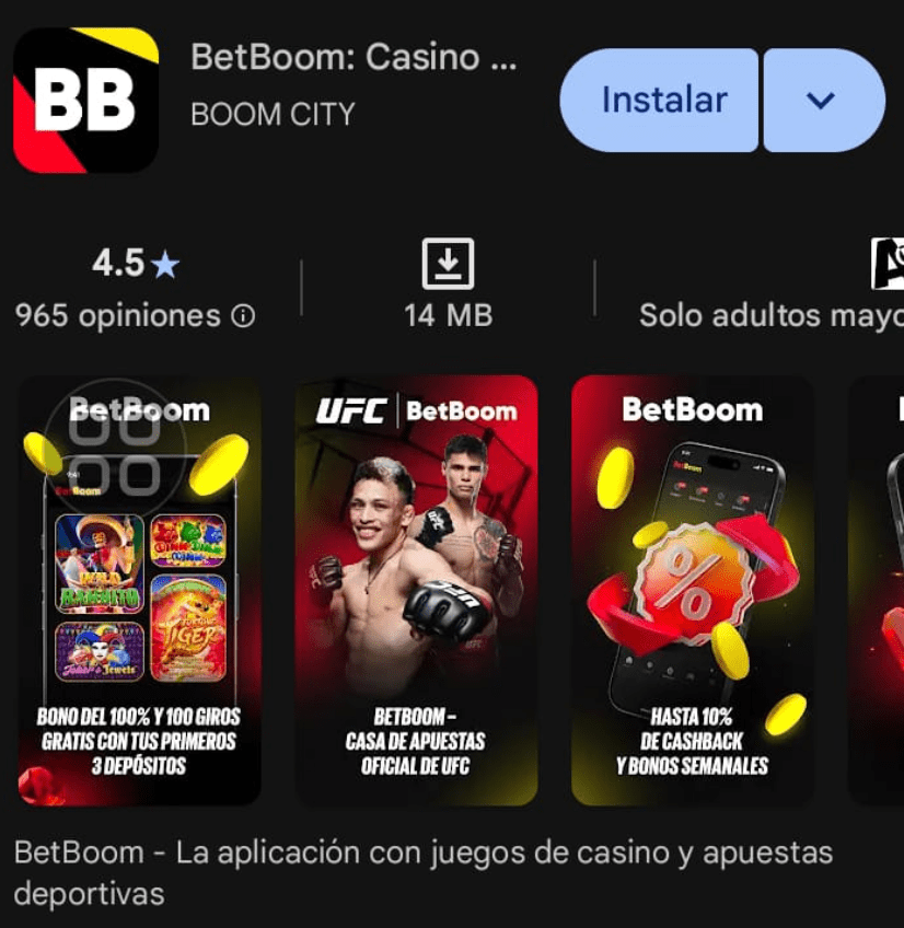 Betboom casino y apuestas Android